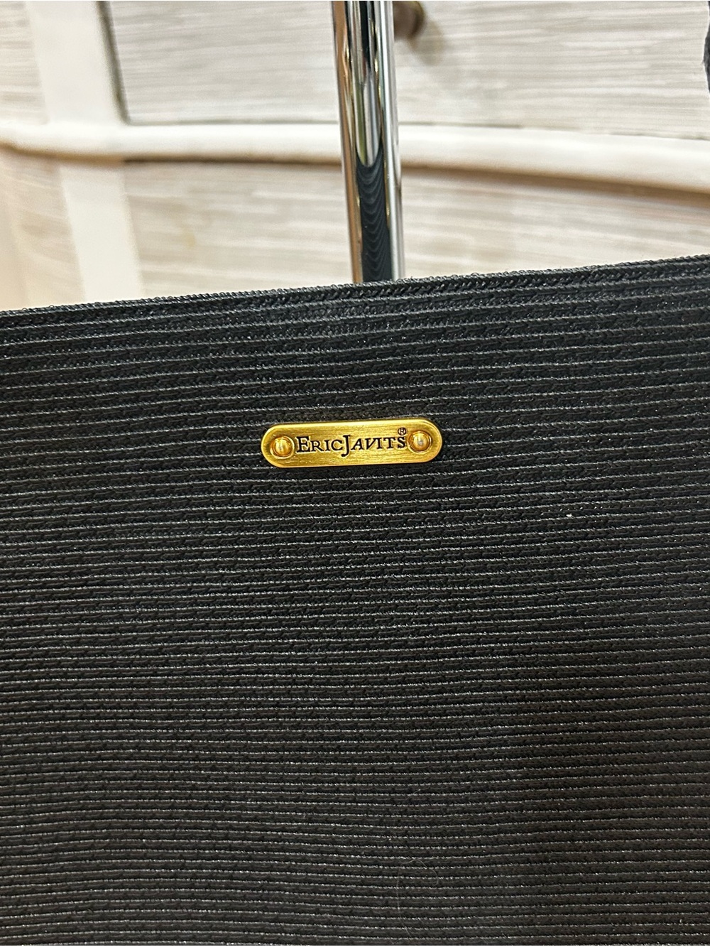Eric Javits Black Shoulder Bag with Gold Hardware - Picture 2 of 9